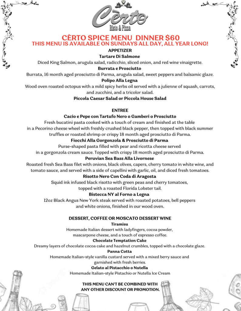 Miami Spice Dinner Menu